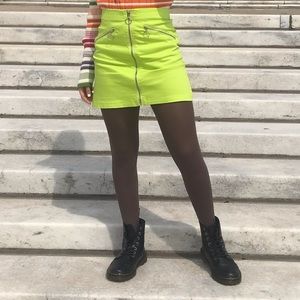 Neon Zip-Up Skirt